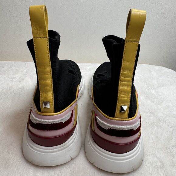 Valentino Garavani Rockstud Shoes Cut Out Sock Sneakers Colorful Artsy Size 35.5 - Picture 6 of 11